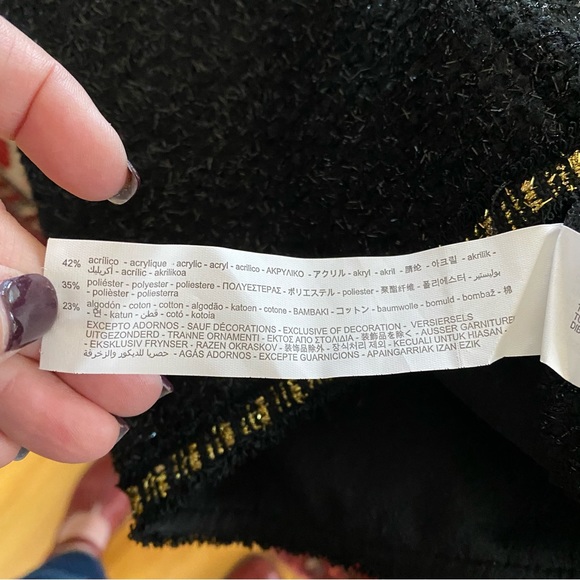 ZARA Black Gold One Shoulder Dress Blogger Favorite Size Small - Picture 10 of 10